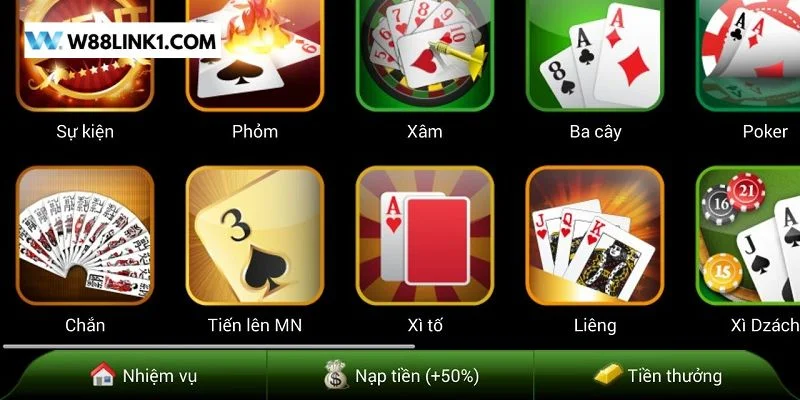 Game đánh bài miễn phí tại W88 là lựa chọn lý tưởng cho tân thủ.